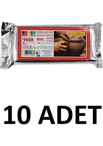 10 Adet Hava ile Kuruyan Seramik Kil Hamuru 500 gr Kahverengi