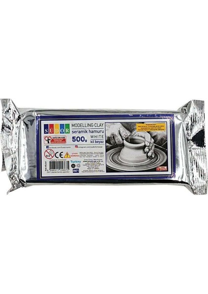 10 Adet Hava ile Kuruyan Seramik Kil Hamuru 500 gr Beyaz