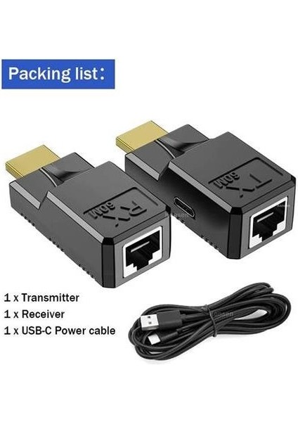 HDMI RJ45 Cat5 6 Extender Uzatıcı Güç Destekli Uzatma Aparatı Adaptör