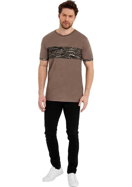 Bisiklet Yaka Kısa Kollu Desenli Penye Erkek Tshirt fiyatları