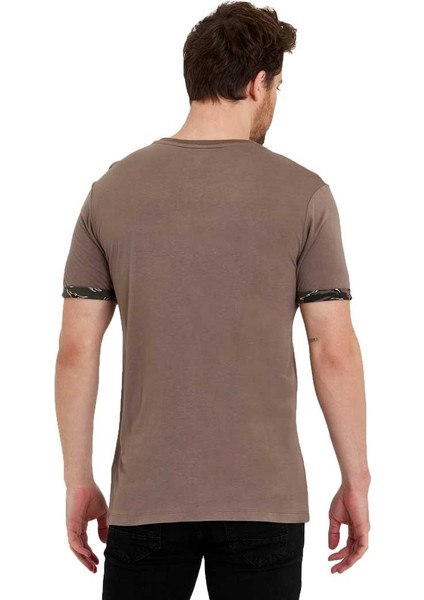 Bisiklet Yaka Kısa Kollu Desenli Penye Erkek Tshirt indirimleri