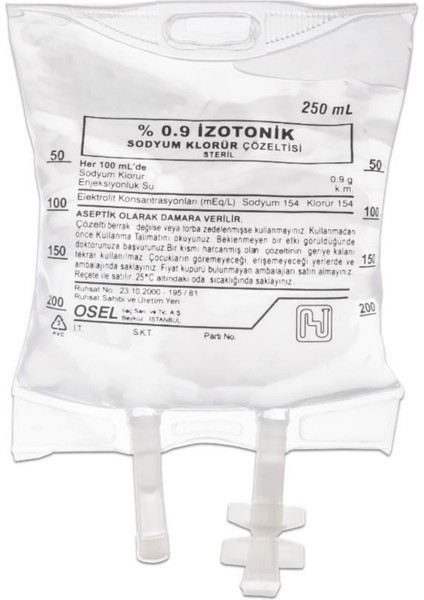 Bebekler Için Uygun Izotonik Sodyum Klorür Çözelti 250 ml