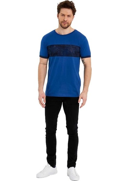 Bisiklet Yaka Kısa Kollu Desenli Penye Erkek Tshirt fiyatları