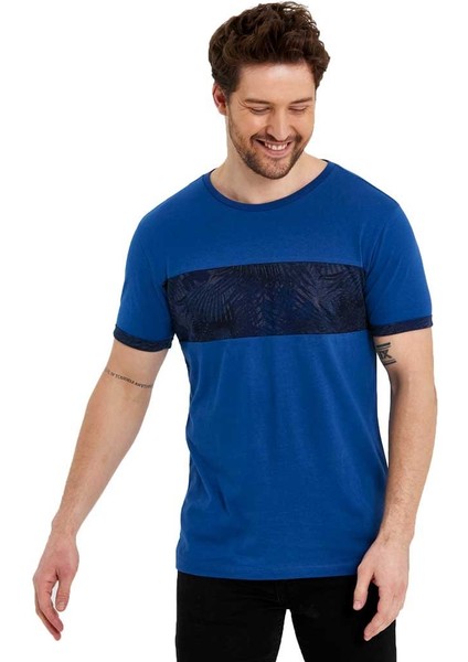 Bisiklet Yaka Kısa Kollu Desenli Penye Erkek Tshirt modelleri