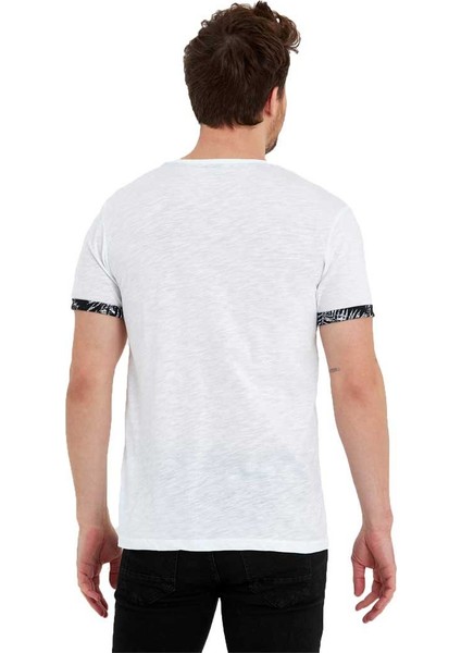 Bisiklet Yaka Kısa Kollu Desenli Penye Erkek Tshirt indirimleri