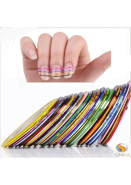 Tırnak Nail Art Desen Şerit Bant Süsleme 10 'lu Nail Art Bantları Kolay Uygulama