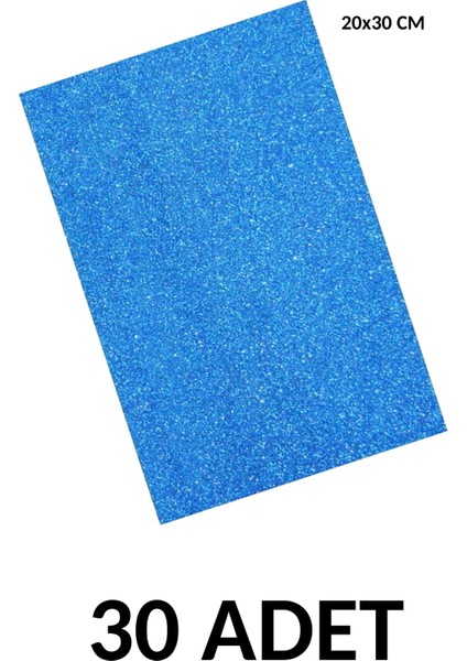 30 Adet A4 Simli Yapışkanlı Eva 20X30CM Mavi