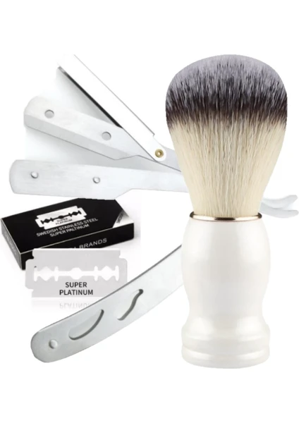 Shave U3 Full Metal Ustura + F8 Tıraş Fırça + 5'li Platinum Yaprak Jilet