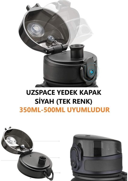 350-500ML Uyumlu Yedek Kapak --Sadece ile Uyumludur---Tek Renk Siyah