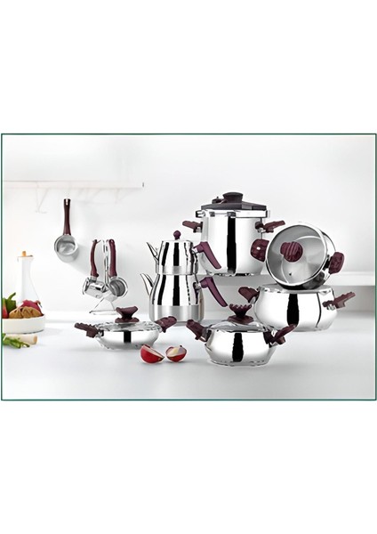 Bonero Bon 386 Stella 18 Parça Mor Çelik Tencere Seti