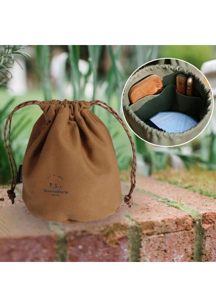Drawstring Çanta Edeniz Organizer Iç Cepleri ile Taşınabilir Kamp Depolama Çantası Kahverengi Küçük (Yurt Dışından) modelleri