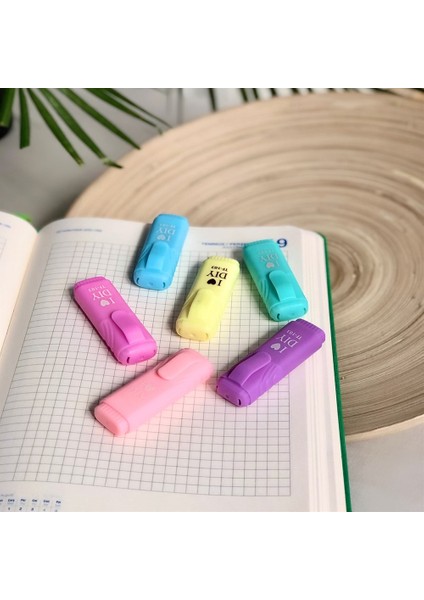 Mini Fosforlu Kalem 6'lı Öğrenci Işaretleme Kalemi - Pastel Renkler HO0184 H011A