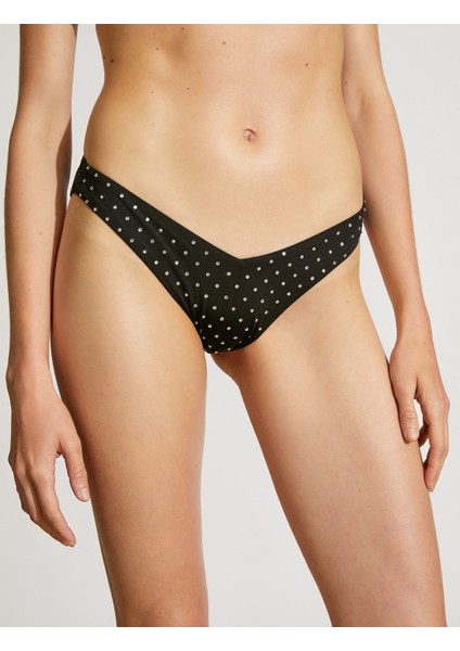 V Kesim Bikini Altı Parlak Taş İşlemeli