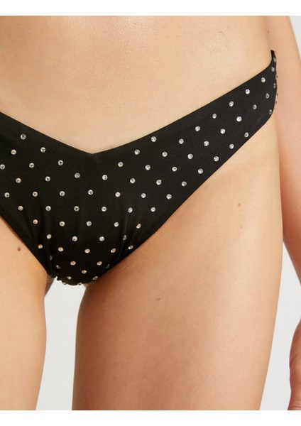V Kesim Bikini Altı Parlak Taş İşlemeli