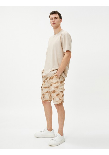 Kargo Şort Kamuflaj Baskılı Beli Bağcıklı Cep Detaylı Pamuklu fiyatları