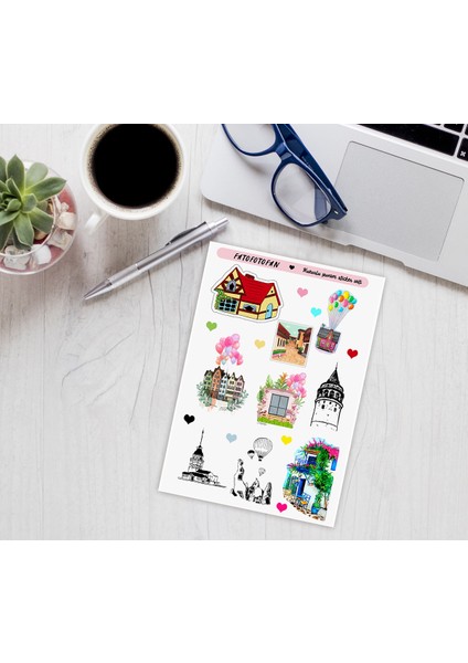 Huzurlu Yuvam Temalı Sticker Set A5,bullet Journal,ev Temalı Stciker 2'li