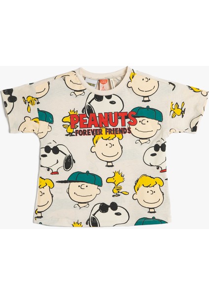 Snoopy Tişört Lisanslı Kısa Kollu Bisiklet Yaka Pamuklu