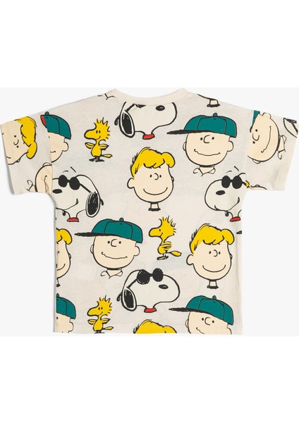 Snoopy Tişört Lisanslı Kısa Kollu Bisiklet Yaka Pamuklu