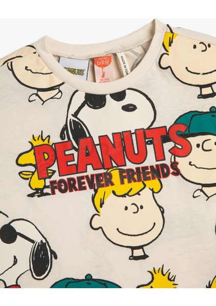 Snoopy Tişört Lisanslı Kısa Kollu Bisiklet Yaka Pamuklu