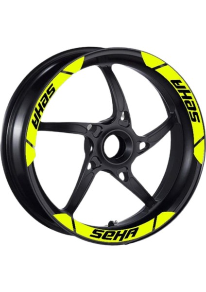 Kanuni Seha 150 2022 - 2024 Uyumlu Geniş 1 Set Jant Şeridi Flo Sarı