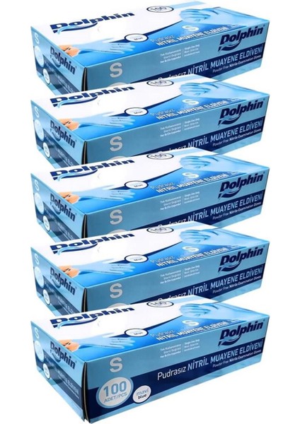 Tek Kullanımlık Lateks Mavi Pudrasız Nitril Muayne Eldiveni Small Küçük Boy -100'LÜ 5 Paket