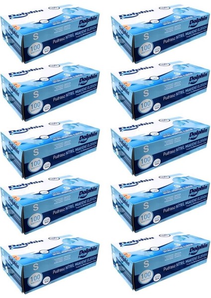 Tek Kullanımlık Lateks Mavi Pudrasız Nitril Muayne Eldiveni Small Küçük Boy -100'lü 10 Paket
