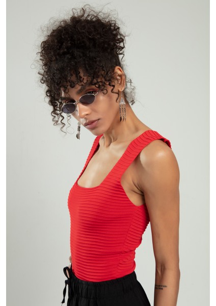 Kadın Yığma Desen Spor Askılı Triko Atlet Crop Top Bluz Sifu Tekstil fırsatları