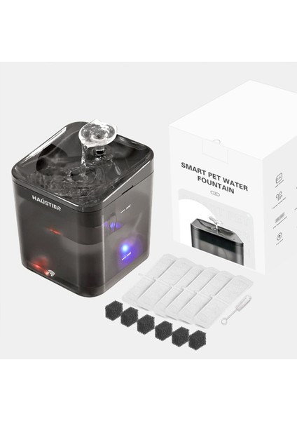 WF004 Akıllı Kedi Köpek Su Sebili Su Şelalesi Su Pınarı, Uv Su Filtrelemeli - Smart Wifi - Tuya App, Ultra Sessiz, Siyah