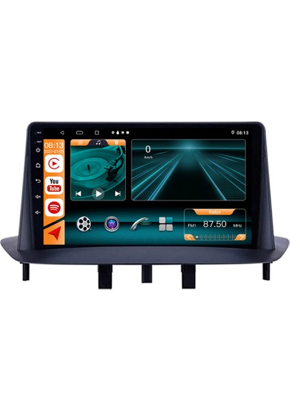 Megane 3 Android 10 Carplay Navigasyon Multimedya Ekran Fİ-9955