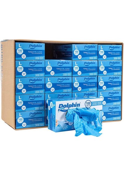 Tek Kullanımlık Lateks Mavi Pudrasız Nitril Muayne Eldiveni Large Büyük Boy -100'lü 20 Paket