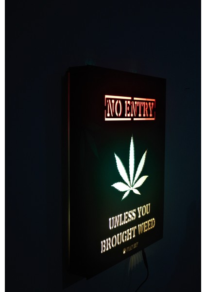 No Entry - Giriş Yok LED Işıklı Mdf Tablo Duvar Dekoru