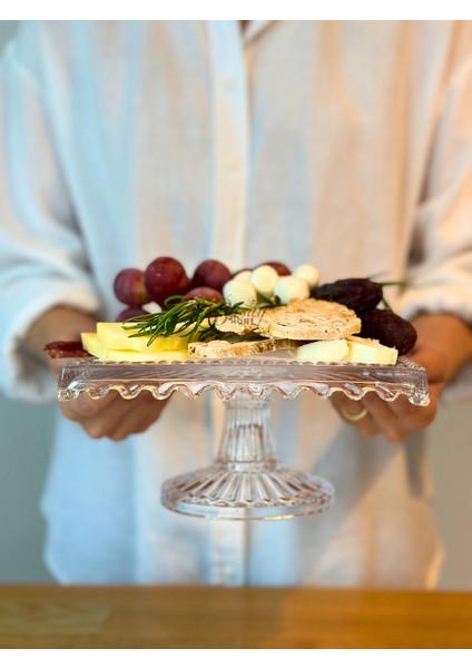 Alegre Glass Kare Ayaklı Sunum Tabağı