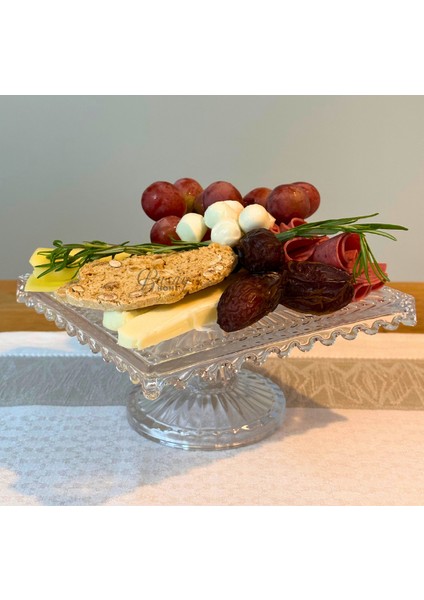 Alegre Glass Kare Ayaklı Sunum Tabağı modelleri