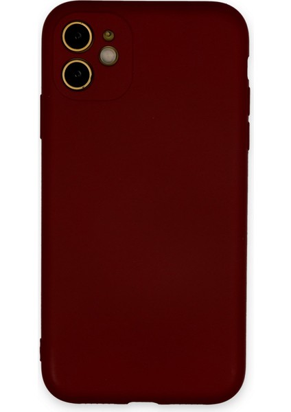 iPhone 11 Kılıf Nano Içi Kadife Silikon - Bordo