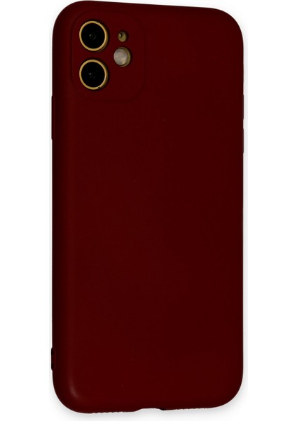 iPhone 11 Kılıf Nano Içi Kadife Silikon - Bordo modelleri