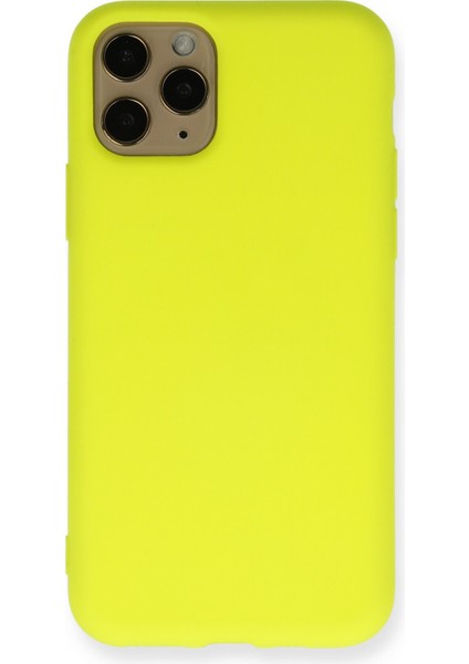 iPhone 11 Pro Kılıf Nano Içi Kadife Silikon - Sarı