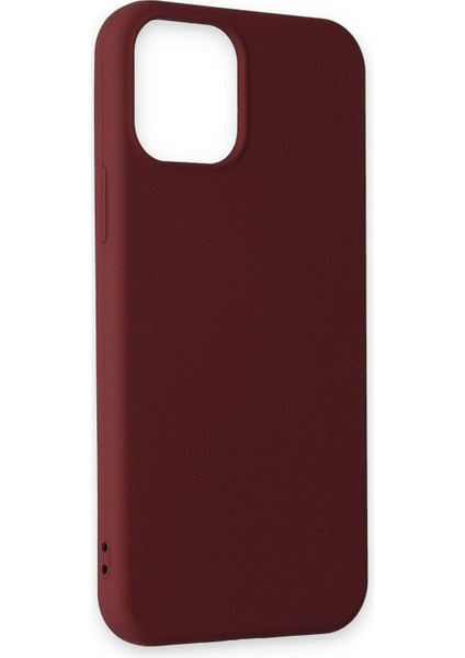 iPhone 12 Pro Kılıf Nano Içi Kadife Silikon - Bordo