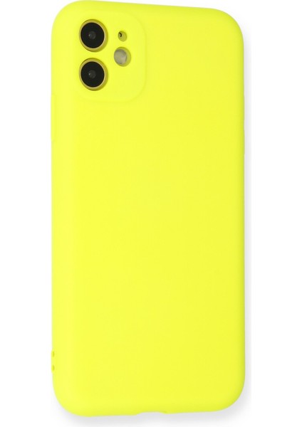 iPhone 11 Kılıf Nano Içi Kadife Silikon - Sarı modelleri