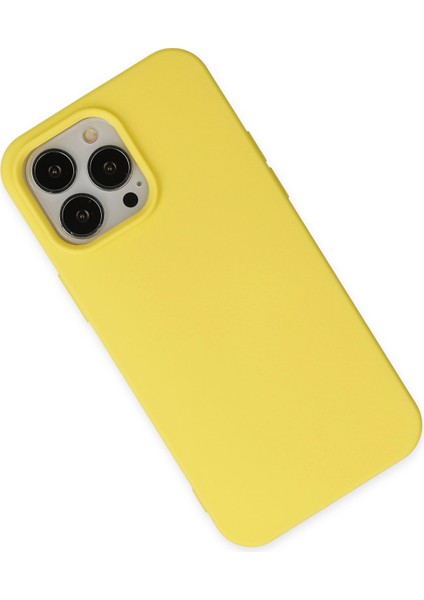 iPhone 14 Pro Max Kılıf Nano Içi Kadife Silikon - Sarı modelleri