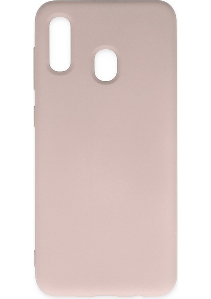 Samsung Galaxy A20 Kılıf Nano Içi Kadife Silikon - Pudra