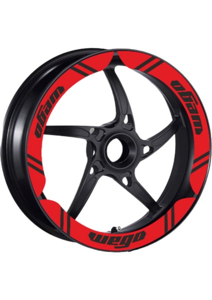 Tvs Wego 110 2012 - 2024 Uyumlu Kırmızı Geniş 1 Set Jant Şeridi