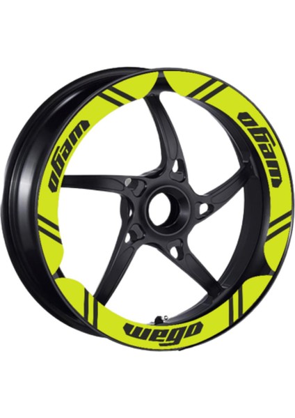 Tvs Wego 110 2012 - 2024 Uyumlu Flo Sarı Geniş 1 Set Jant Şeridi