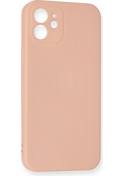 iPhone 12 Kılıf Nano Içi Kadife Silikon - Pudra modelleri