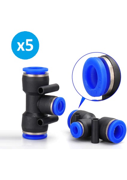 Pnömatik Te Nipel 10 mm Paket 5 Adet