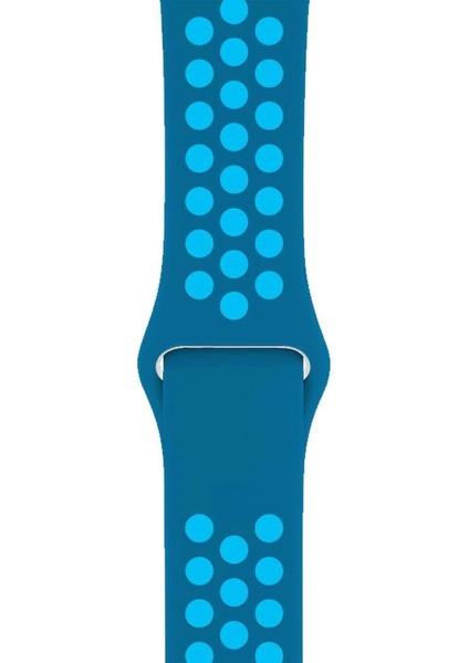 Apple Watch 42-44MM Silikon Kayış - Mavi/açık Mavi