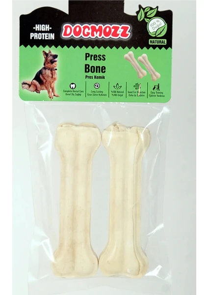 Dogmozz Premium Deri Pres Köpek Kemiği Beyaz 15 cm 2 Adet