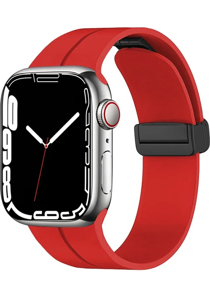 Apple Watch 42 mm Silikon Kordon Metal Mıknatıslı Toka Tasarımlı Şık Spor Pratik Kullanım