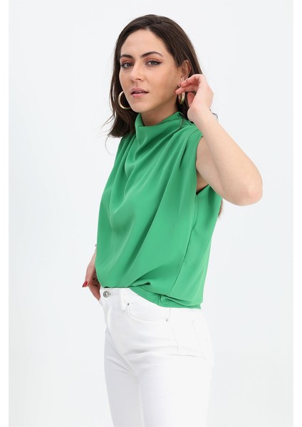 Bluz Kolsuz Degaje Yaka - Yeşil modelleri