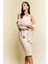 Bodycon Basic Halter Yaka Pamuklu Midi Askılı Elbise U8106AZ23SM 1