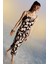 Bodycon Kare Yaka Floral Keten Karışımlı Askılı Midi Elbise A3320AX23HS 1